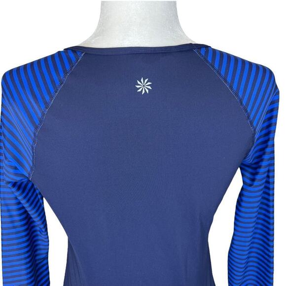 Athleta Womens Navy Fitted Rashguard Top Crewneck Long Raglan Sleeve Size Small - Picture 5 of 7